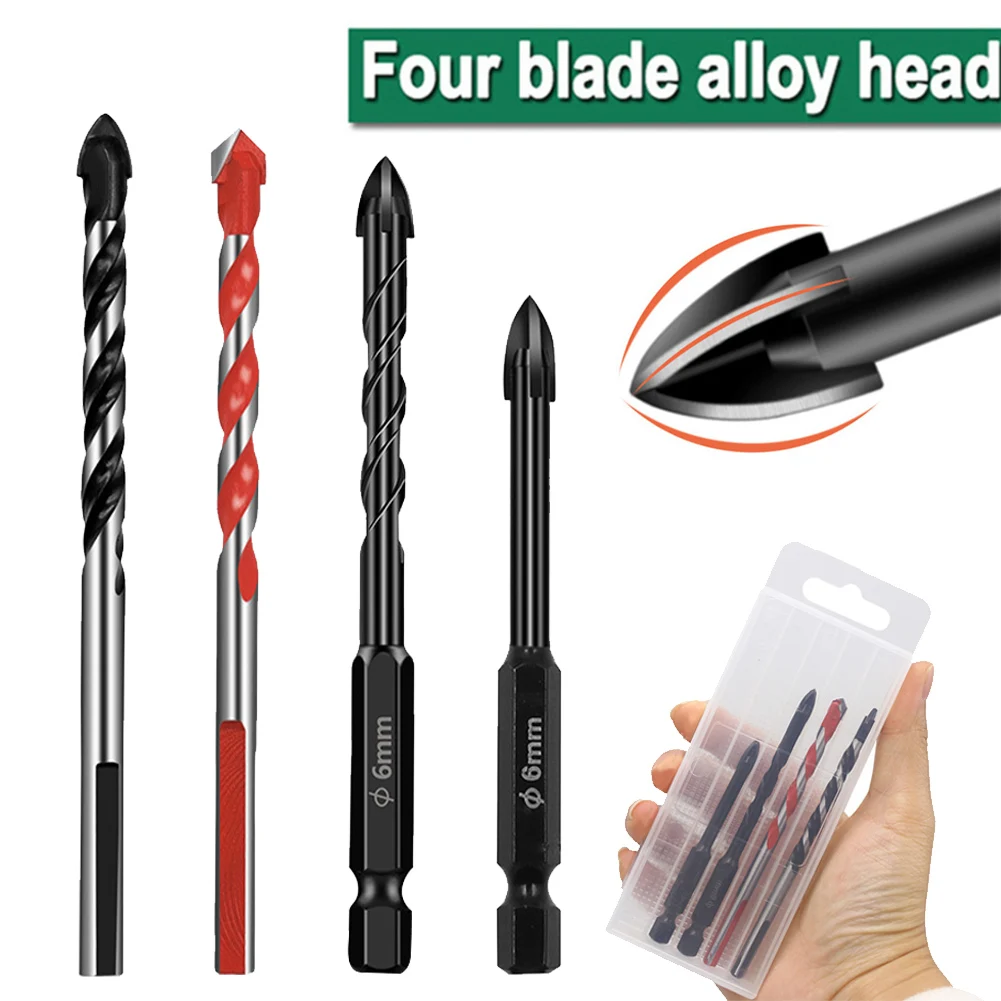 

Набор сверл для плитки, комплект из 4 насадок 6 мм с шестигранным хвостовиком, для стекла, керамики, бетона, открывателя отверстий, кирпича, тв...