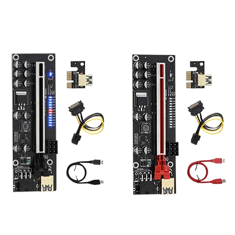 

2 шт. V011pro PCIE Райзер-карта PCI Express 1X до 16X GPU Райзер USB 3,0 SATA Кабель-адаптер кабель для майнинга эфириума ETH