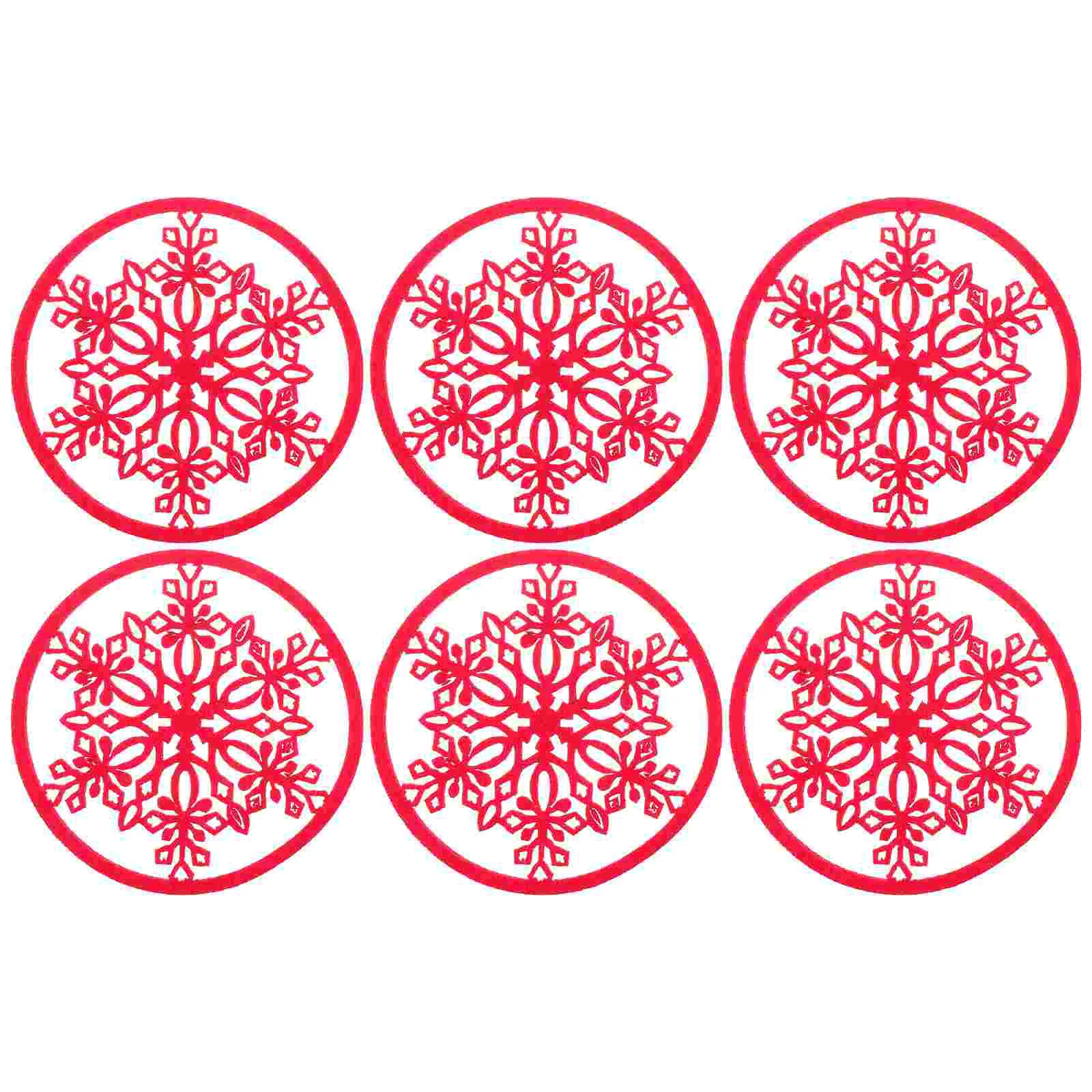 

Christmas Coasters Coaster Felt Snowflake Cup Mat Holiday Trivets Red Decor Placemats Table Bar Drink Dining Pads Mug Home Round