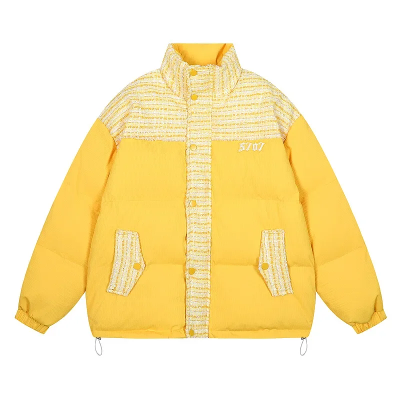 YPRSmen's WearTrendy Brand Tweed Style Cotton-Padded Coat Loose Fit Warm Puffer Jacket For Men And Women Winter New Arrival