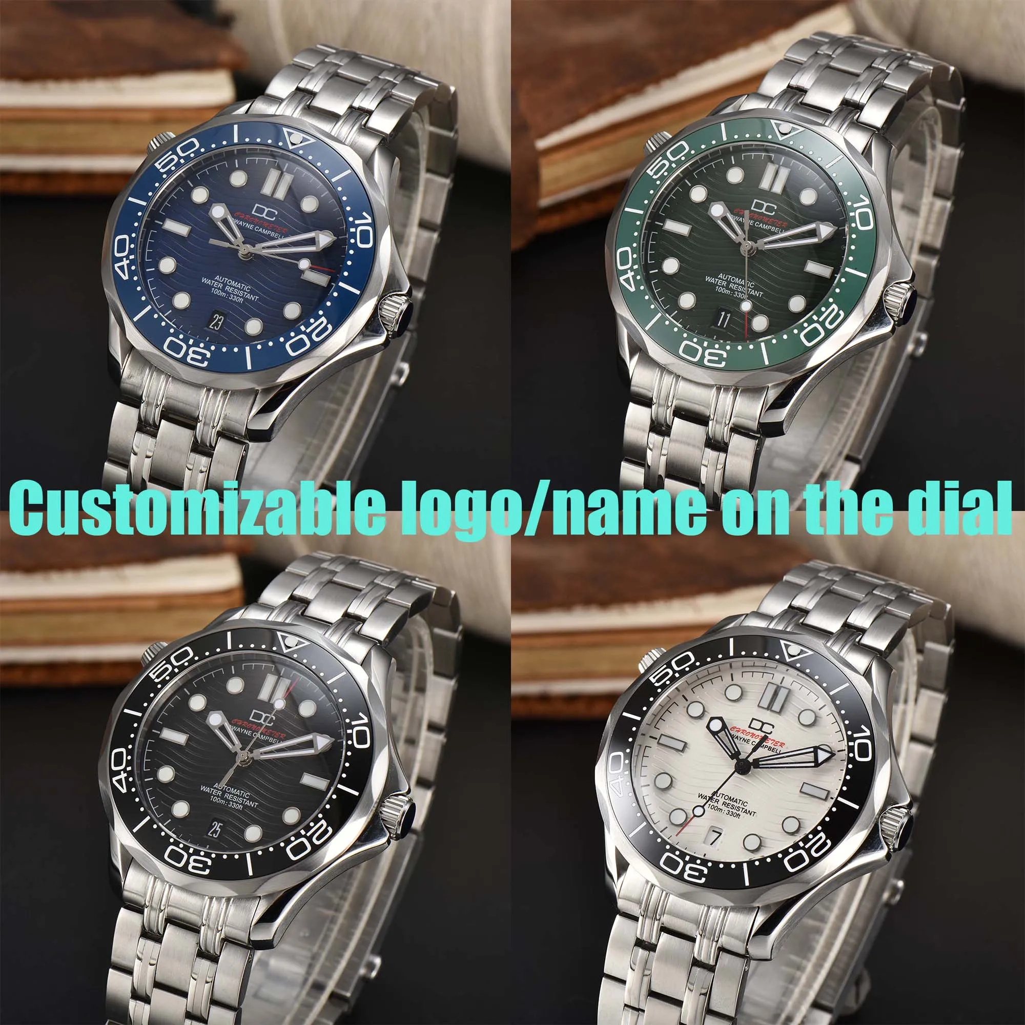 

NH35 Watch case 300 seahorse diving watch case luminous dial pointer modification mechanical men's watch NH35 movement