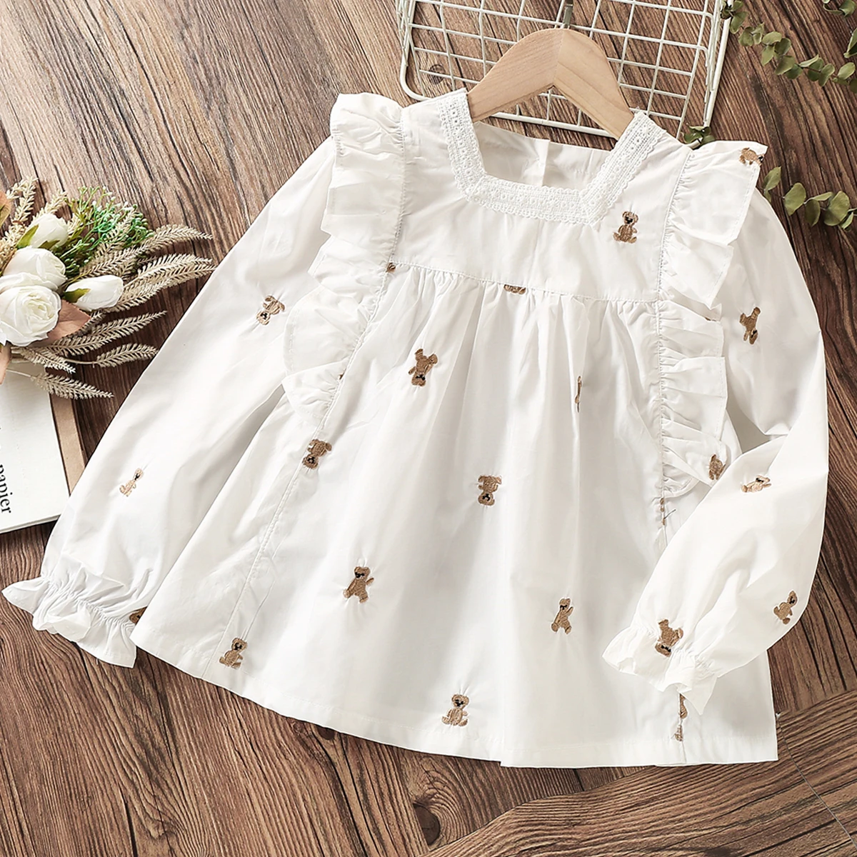 

Toddle Kids Ruffle Shirts for Girls Blouses Chiffon Spring Autumn Long sleeve Baby Children Clothes for Teenagers 2 4 6 8 Years