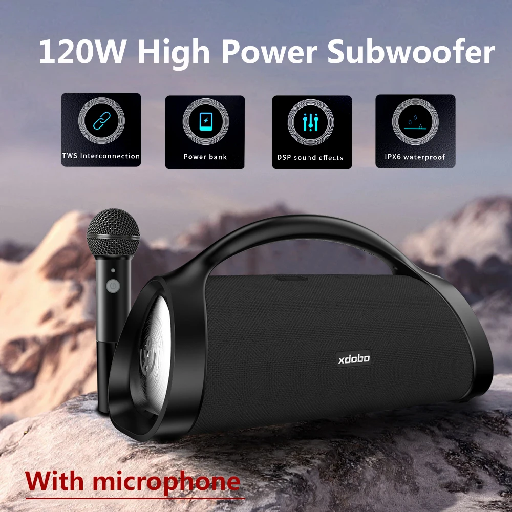 

120W High Power Speaker Wireless Bluetooth Hands-free Call Portable Outdoor K Singing 10 Hours Playing Time TWS Audio With Mic