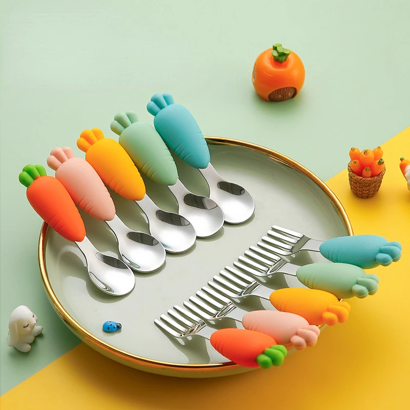 

Baby Feeding Utensils Cartoon Fork Spoon Child Cutlery Set Kid Tableware Kitchen Gadgets Cake Salad Vegetable Fork Teaspoon Gift