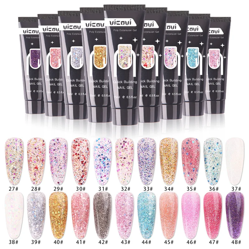 

15ML Nail poly Nail Gel Art Manicure Design Painless Rapid Extension Nail Varnish Glue Plant Painless Glitter Extension Crystal