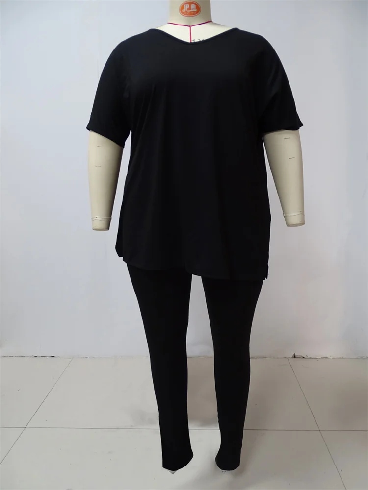 Plus Size Two Piece Sets Women Clothing Long Top Legging Matching Suit Solid Casual Outfits Wholesale 3xl 4xl 5xl 6xl