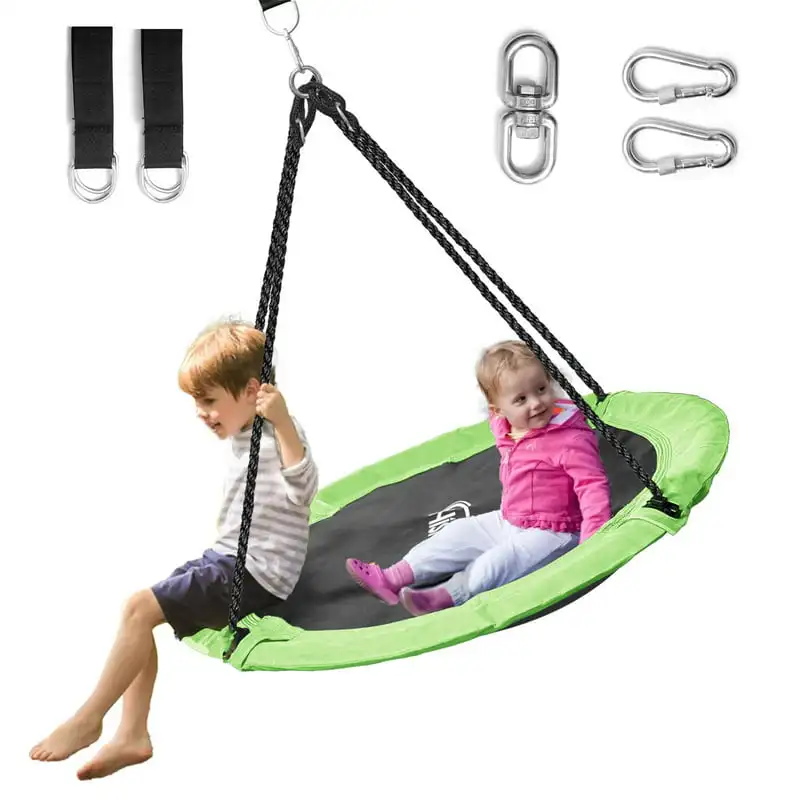 

700LBS Saucer Tree Swing for Kids, Waterproof Flying Saucer Swing with Swivel, Hanging Straps, Adjustable Ropes, Round Mat Spinn