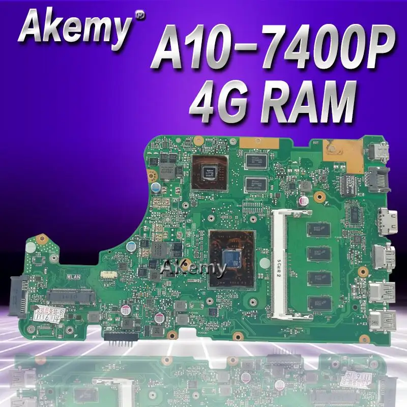 

Akemy X555DG X555YI laptop motherboard For Asus X555D A555D X555DG X555Y K555D motherboard A10-7400P 4GB RAM