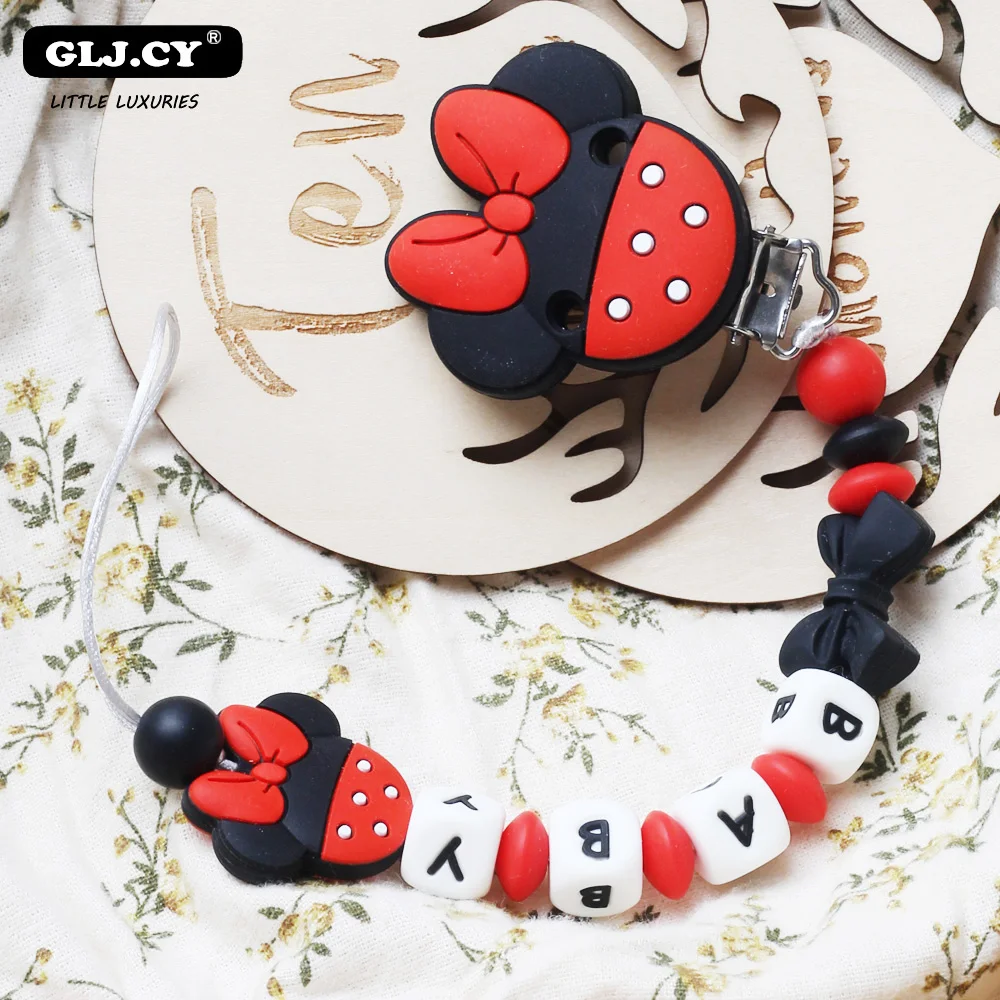 Зажим для соски персонализированное название ручная работа силиконовая Детская