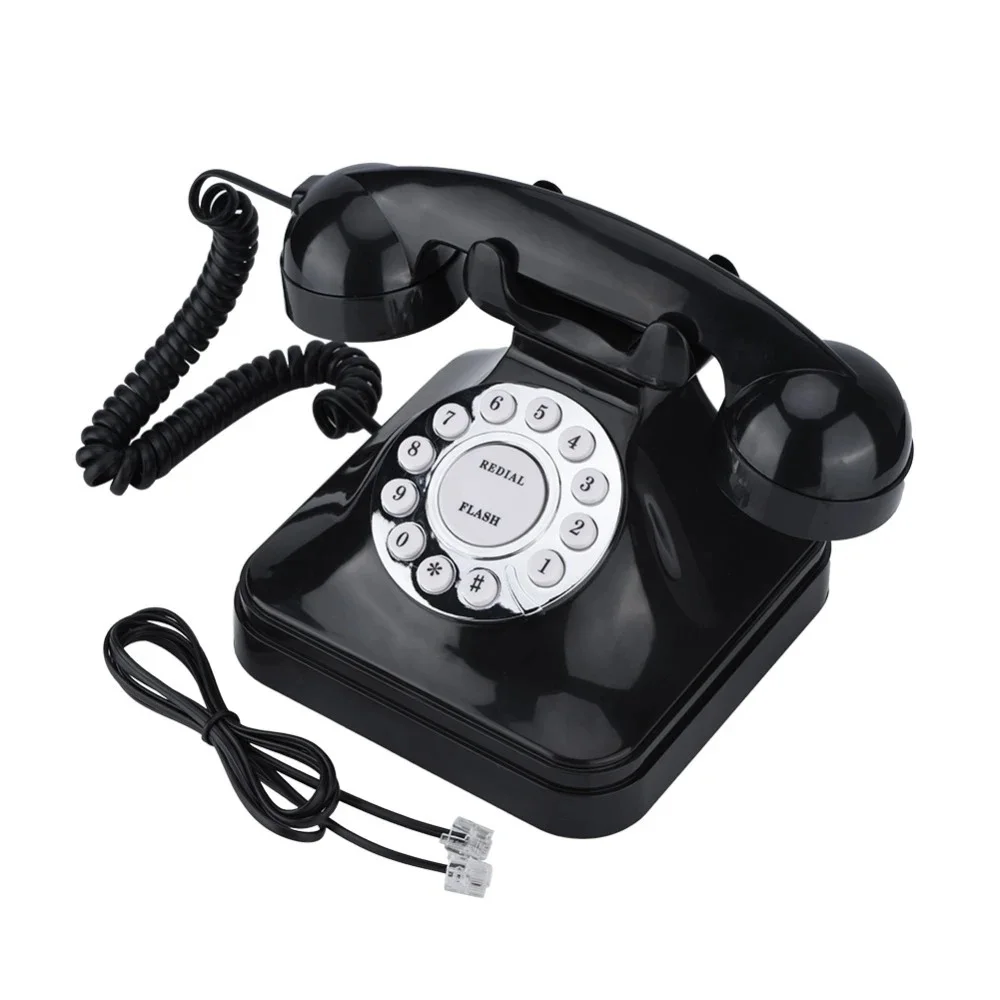 

Retro Vintage European Style Old Fashioned Telephone Desktop Wired Landline Phone Dial With Numeric Keypad for Office Home Decor