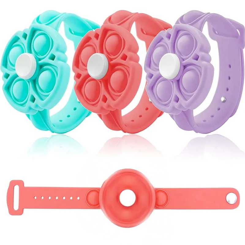 

Rotatable Stress Relief Sensory Fidget Toy Bracelets, Wearable Push Pop Bubble, Silicone Wristbands for Kids and Adults
