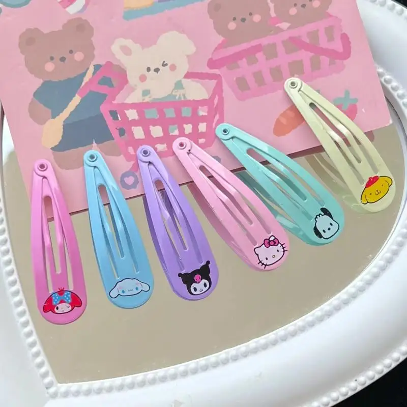 

Заколка для волос с милым аниме Sanrio, милый мультяшный персонаж Hellokittys, помпон, пурин, милая челка, bb-зажим, аксессуары для волос, подарок для д...