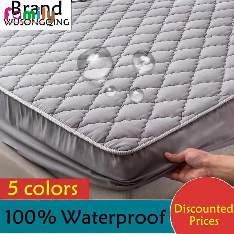 

TPU 100% Waterproof Thicken Bed Cover Brushed Fabric Quilted Mattress Protector Mattress Topper for Bed Anti-mite Mattress Cover