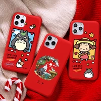 totoro spirited away candy color red phone cover for iphone 11 12 13 pro max x xr xs max 6 6s 7 8 plus 12 13mini soft tpu case
