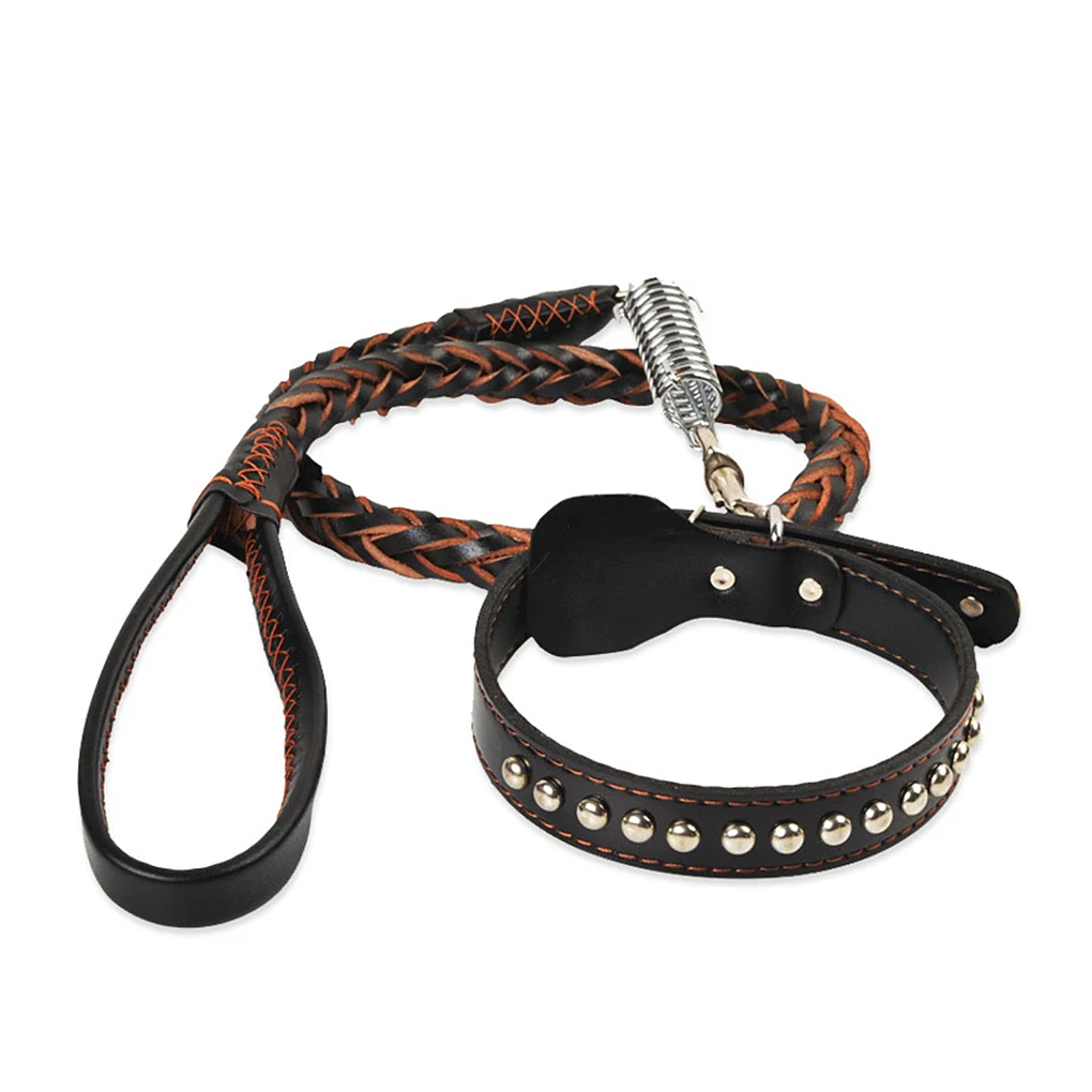 

Pet Collar and Leash Set Steam Punk for Large Medium Leather with Buffer Spring Shockproof Pet Supplies Accessories