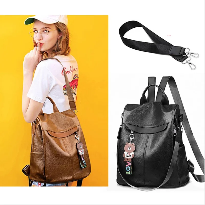 

PU Leather Classic Anti-theft Backpack Women Shoulder Bag High Quality Fashion Ladies Backpack bags for women