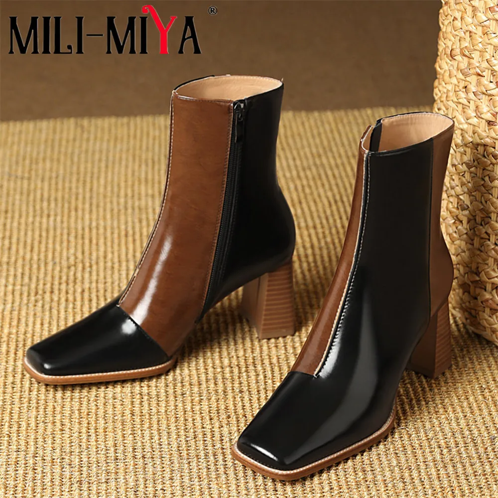 

Женские ботильоны ручной работы из коровьей кожи на толстом каблуке