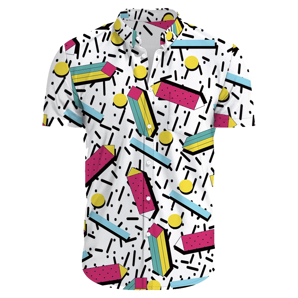 

Men's Shirt Summer Casual Lapel Pattern Print Shirts Short Sleeve Beach Vacation Shirt Streetwear Top Blouse Male Camisas Hombre