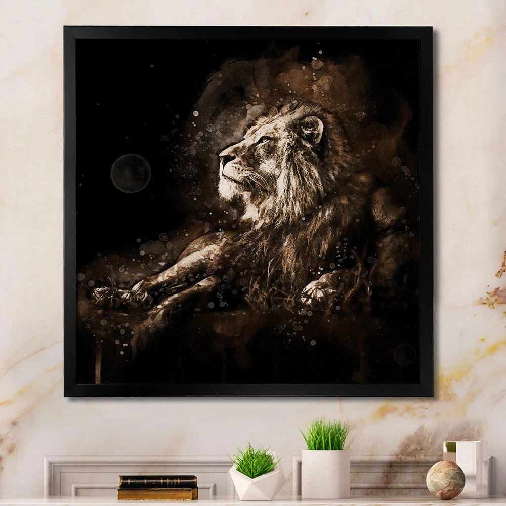 

Lion Portrait Watercolor Painting Print Canvas Poster Modern Wall Art Abstract Animal Picture for Living Room Home Decor Cuadros