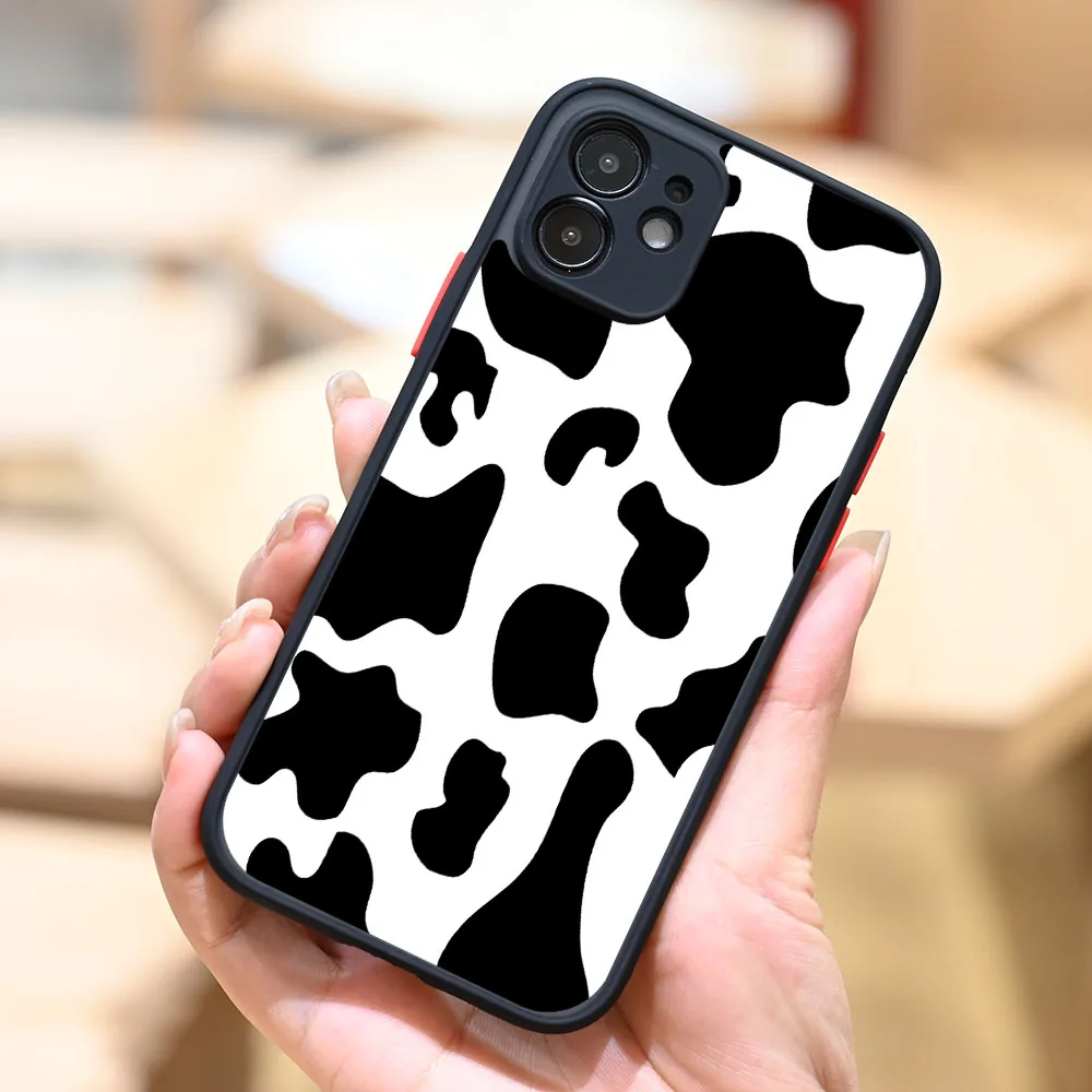 new white black cow symbol pattern print phone case cover for iphone 13 12 6 7 8 plus x xs xr max 11 pro se 2020 back case cover free global shipping