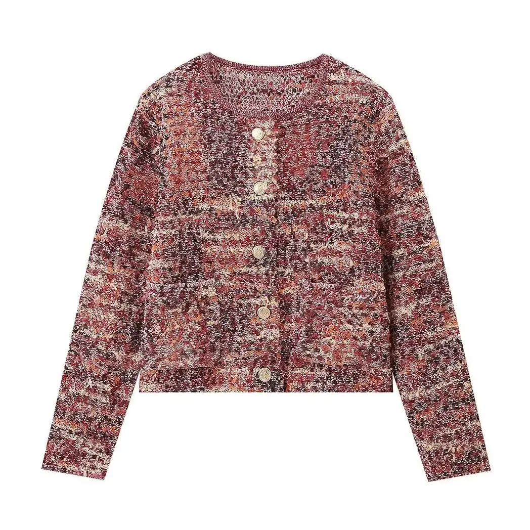 Женское вязаное пальто в стиле ретро с девчачьей текстурой шикарное однобортное