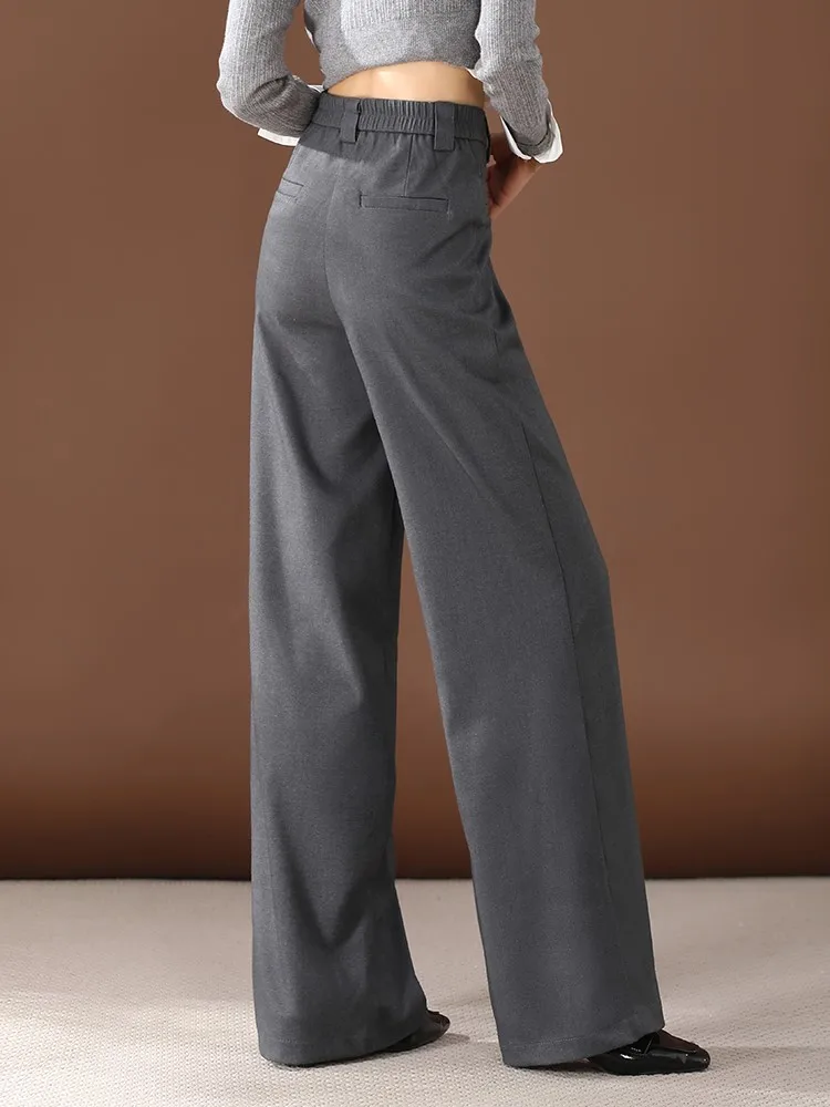 ZUZK женские серые костюмные брюки новые осенне-зимние эластичные модные