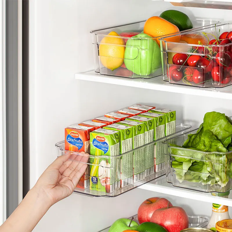 

Refrigerator Food Storage Clear Plastic Pantry Food Storage Rack Container Fridge Organizer Bins Drawer Transparent Storage Bin