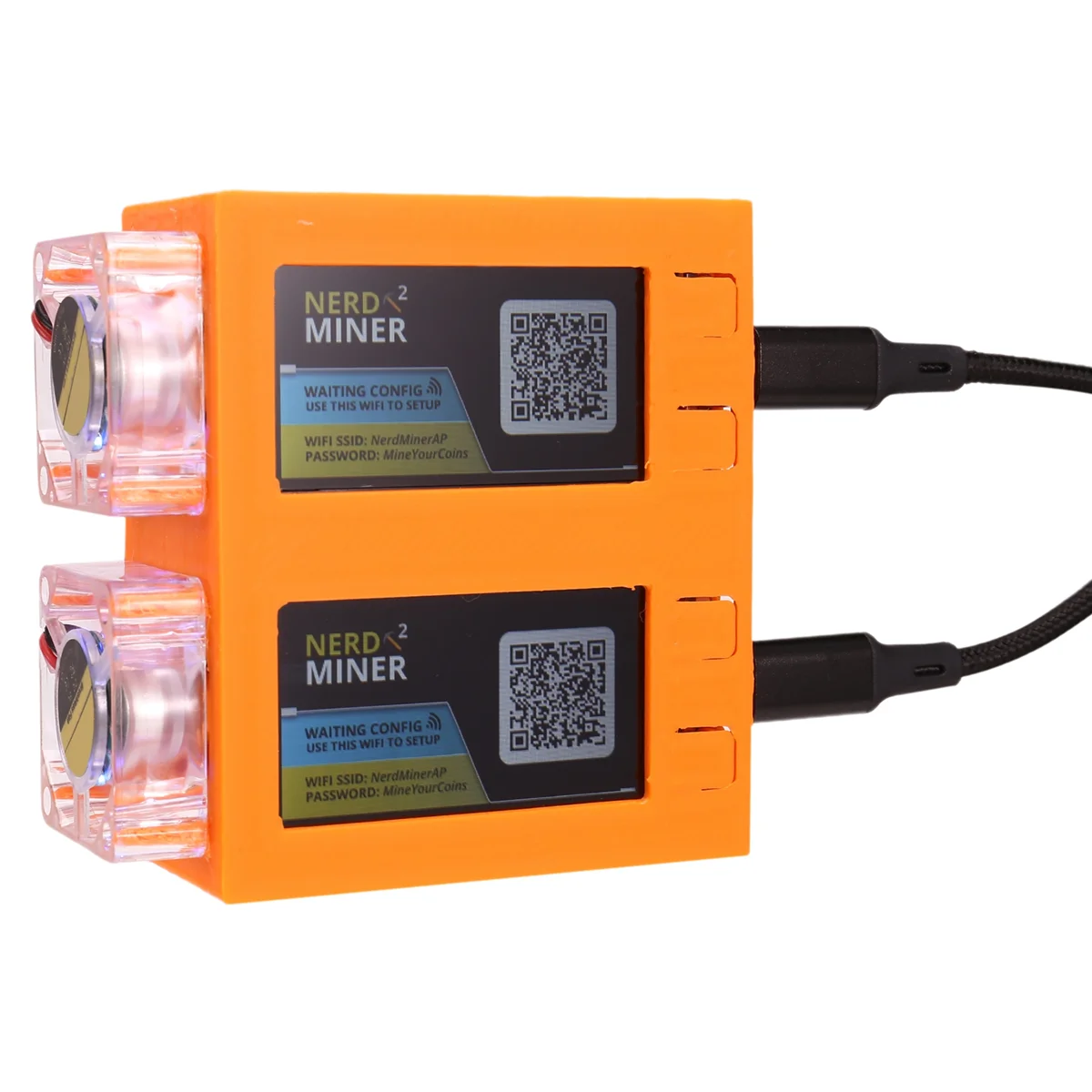 Для NerdMiner V2 Miner 78KH/Sx2 двойной экран BTC Solo Lottery Bitcoin Nerd со светящимся вентилятором D