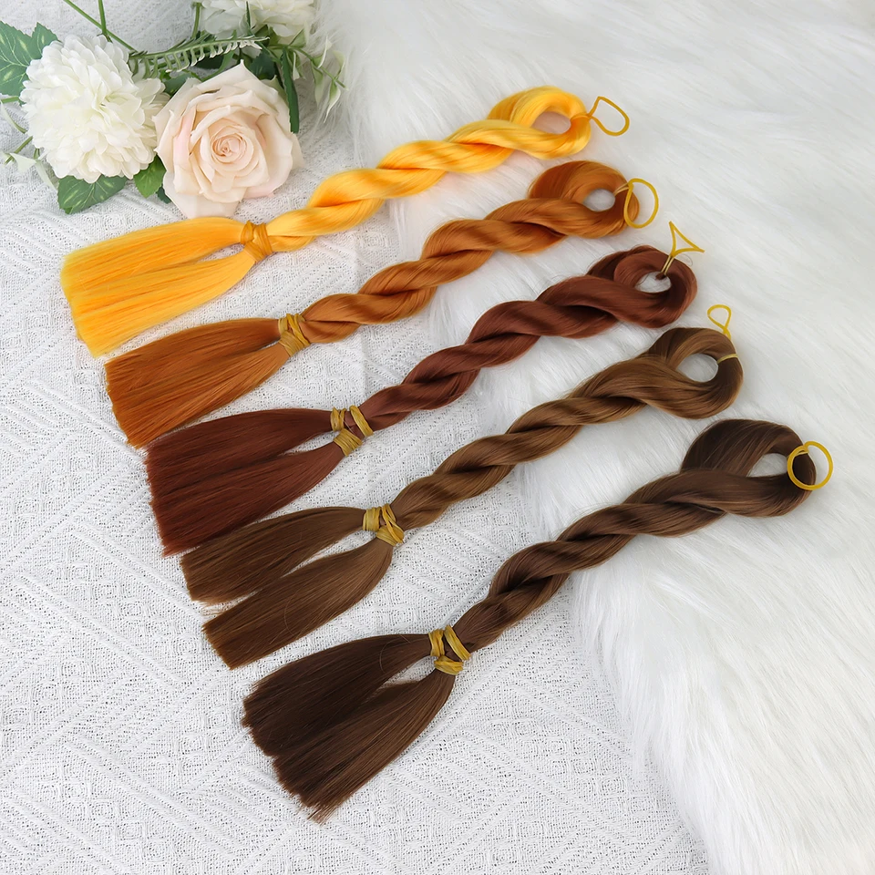 

Парик для пересадки волос в виде куклы оранжевого, молочного, шелкового цветов