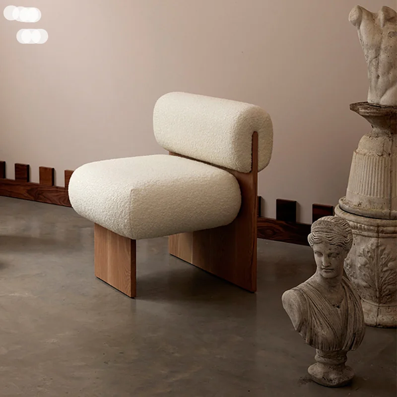 

Обеденные стулья из твердой древесины в скандинавском стиле, бархатный стул из ягненка для дивана, Современный дизайнерский стул с спинкой для отдыха, кресло для отдыха в гостиной с откидным диваном