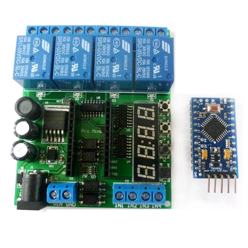 

Плата Mini PLC DC 5-24 В 4Ch Pro, релейный модуль экрана для светодиодного дисплея Arduino, фотопереключатель ВКЛ/ВЫКЛ