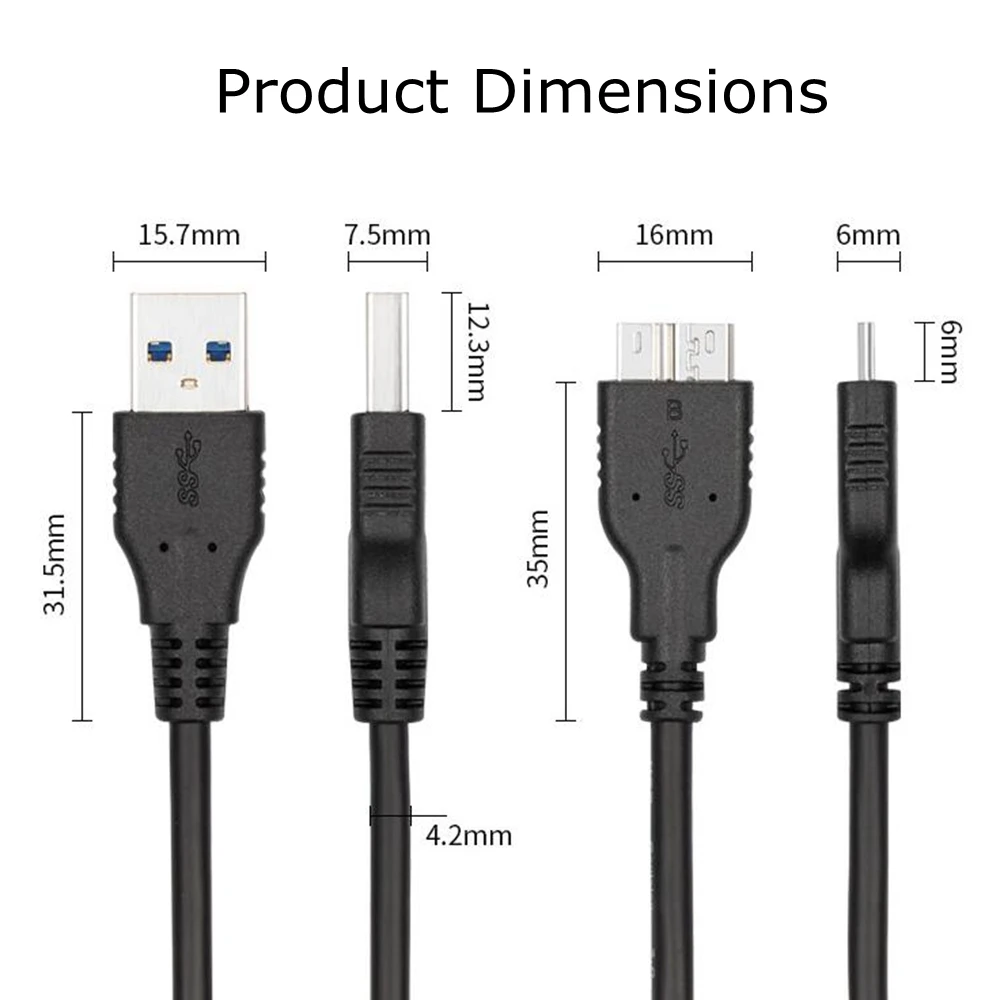 Кабель Micro USB 3 0 20 см штекер A-штекер B
