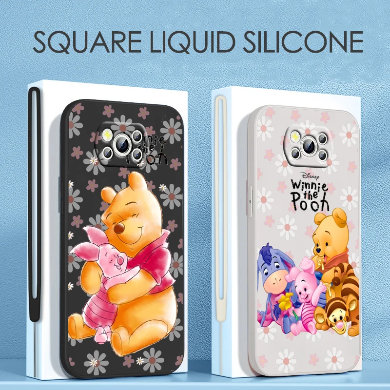 

Disney Winnie Pooh For Xiaomi POCO C50 C40 X4 M5S F4 M4 X3 F3 M3 C3 Pro GT NFC 4G 5G Liquid Rope Phone Case