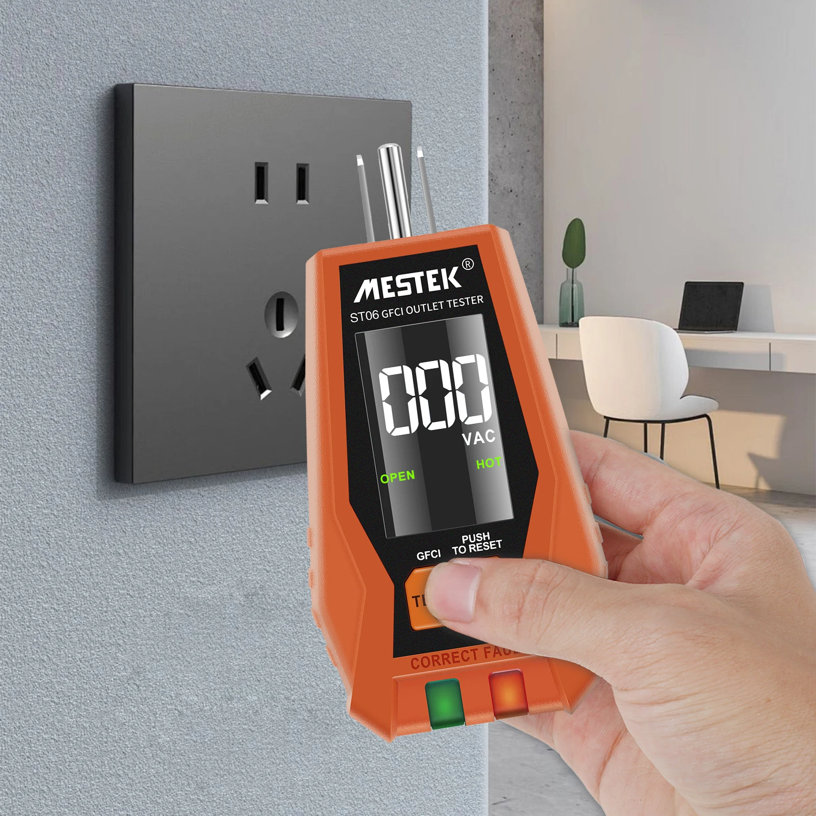 Тестер электрической розетки 7-дюймовый дисплей 3-проводной тестер цепей легко