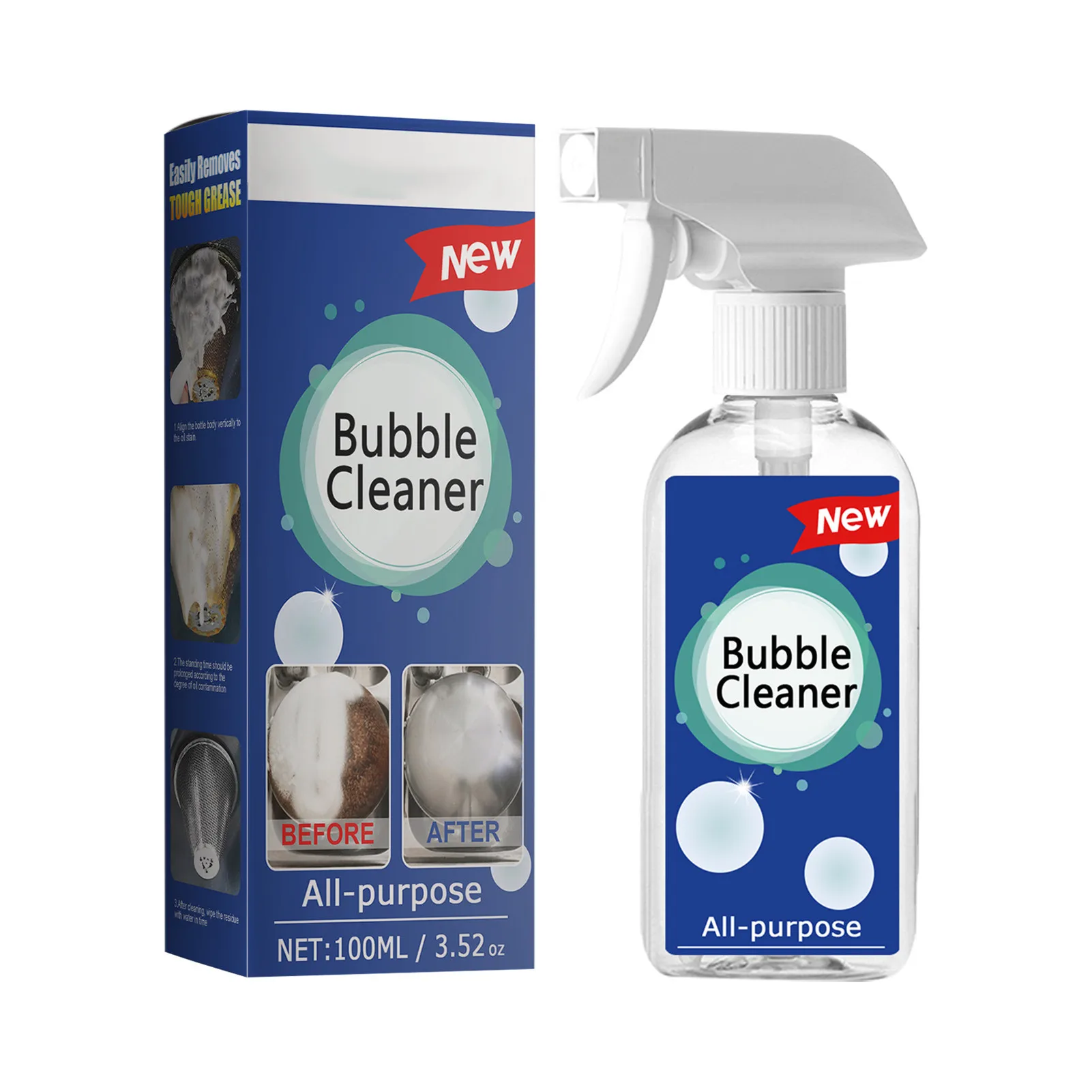 

Kitchen Grease Multi-Purpose Foam Cleaner All-Purpose Bubble Cleaner Kitchen Supplies Grease Wash Cleaning Rust Remover 100ml