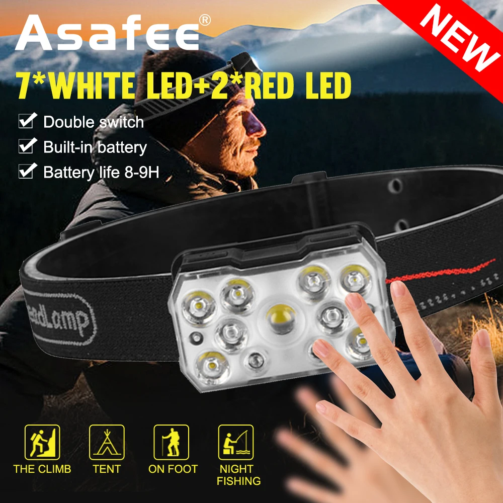 

Asafee M007 Super Bright Headlamp 400LM Range 100M With Hook Camping Torch Built-in Battery Indicator Head Light