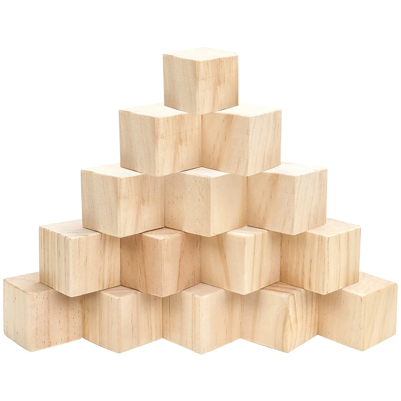 

15Pcs 2 Inch Wooden Square Unfinished Wood Blocks For Wood Crafts, Wooden Square, Wood Blocks, Great For Baby Showers