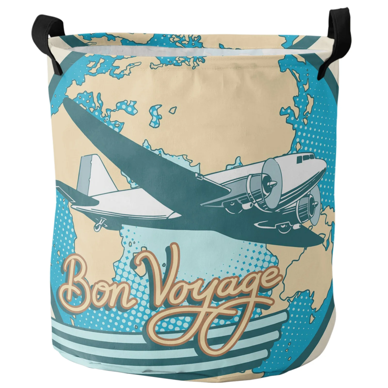 

Голубая корзина для белья в стиле ретро с самолетом, водонепроницаемый органайзер для белья, корзины для хранения