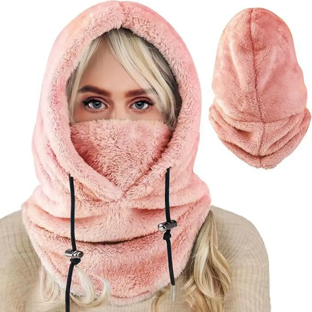 Универсальная плюшевая лыжная маска с капюшоном из шерпы утолщенная