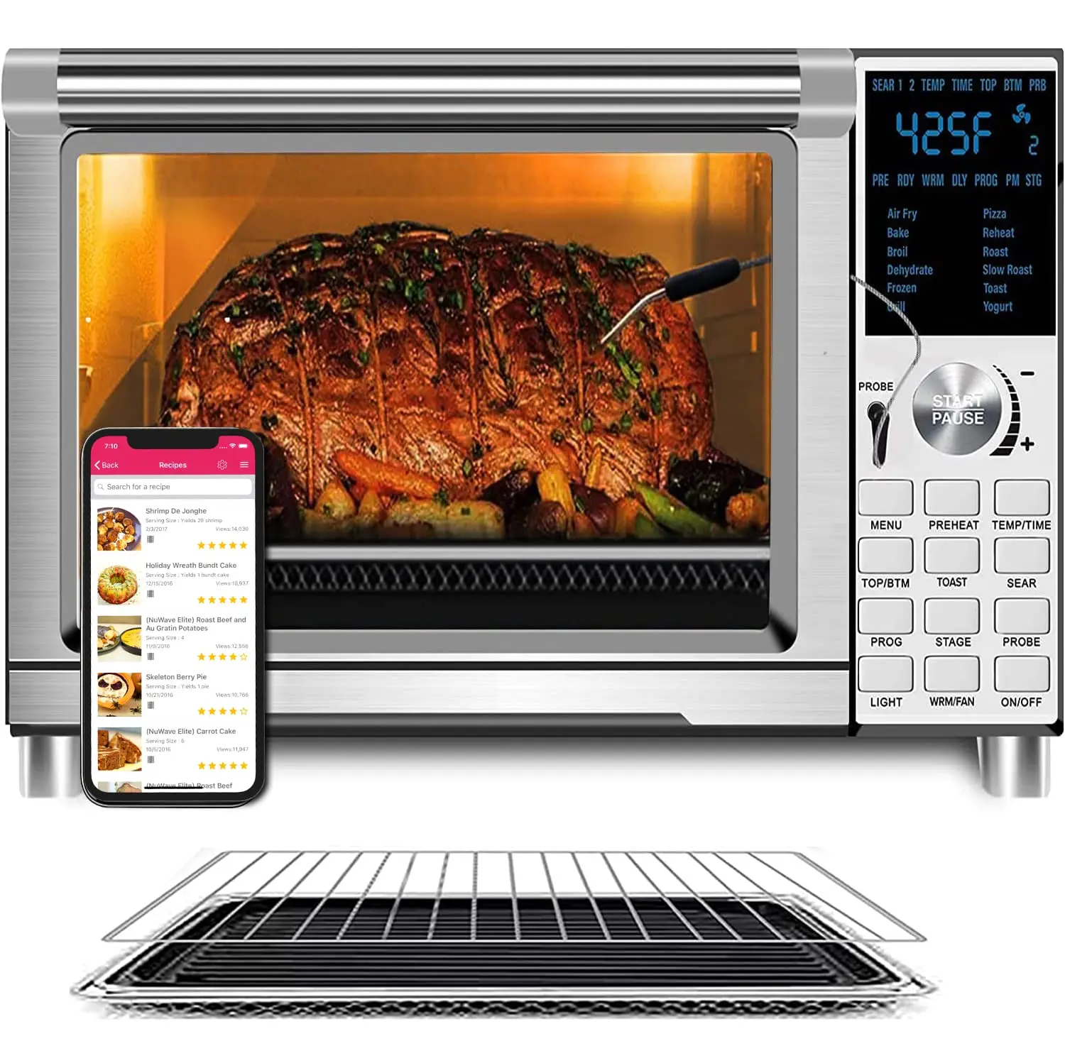 

Air Fryer Oven, 12-in-1, 30QT XL Large Capacity Digital Countertop Convection Oven, silver