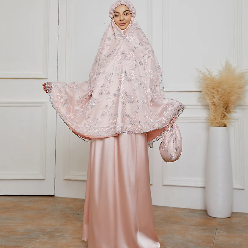2 шт., мусульманское платье для молитвы с интегрированной вышивкой
