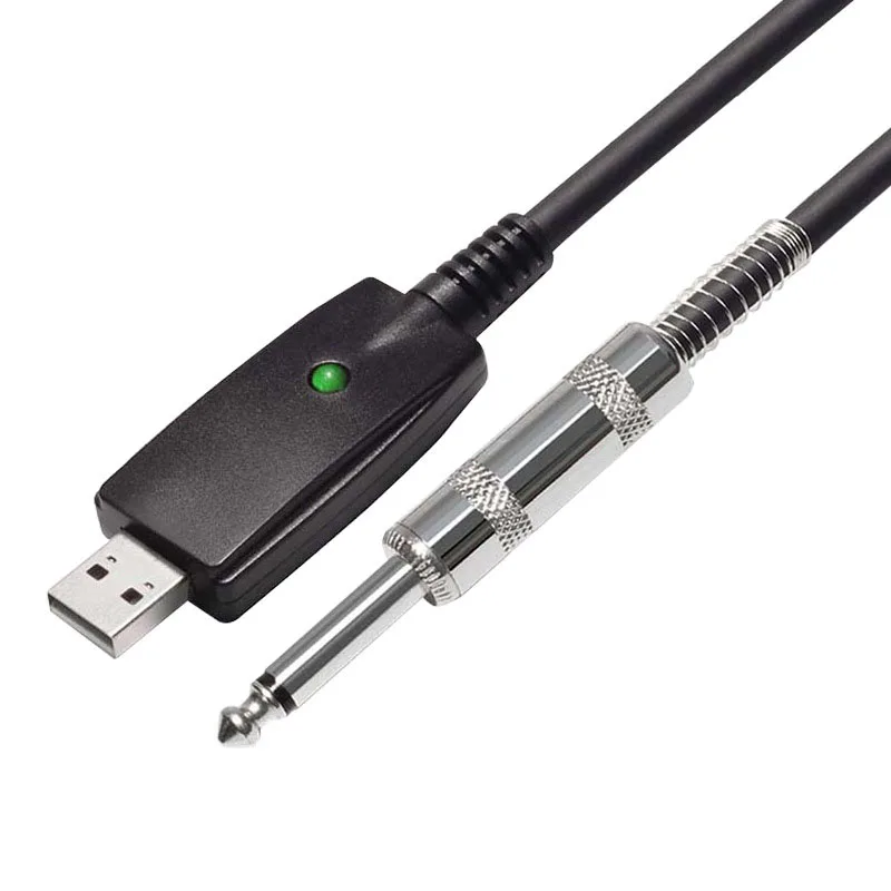 

3M USB A Interface Male to 6.35mm 1/4 Mono Plug Male Studio Audio Cable for Electric Guitar