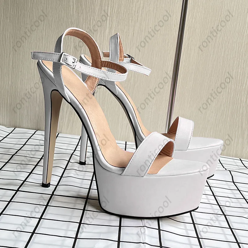 Сандалии Ronticool женские на шпильках ПУ кожа матовые пикантные Туфли с круглым