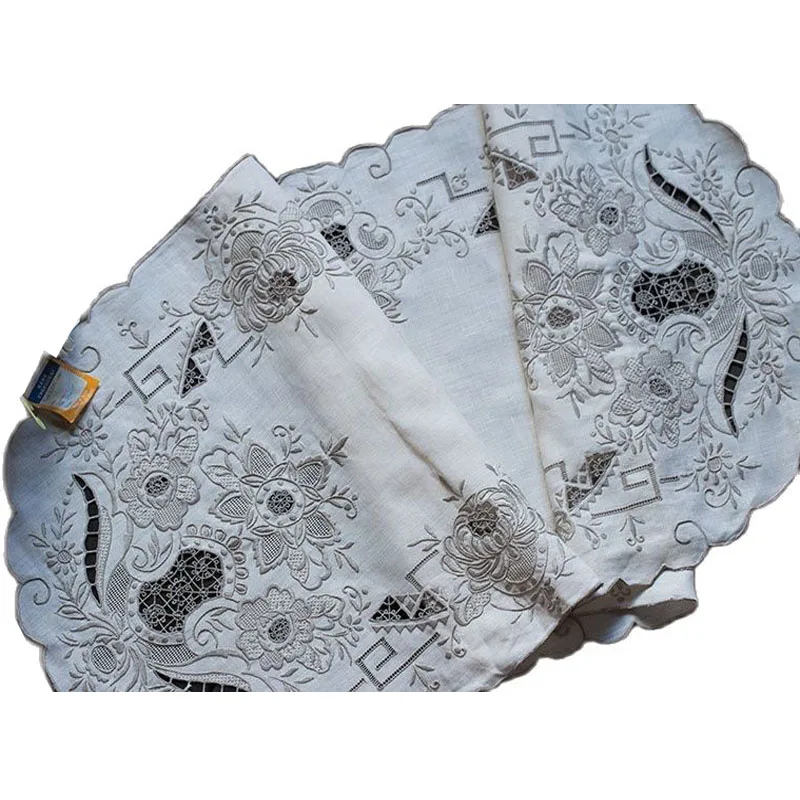 

Брендовая скатерть из 100% хлопка с вышивкой Lu, Рождественская скатерть для кровати, покрывало с флагом, кружевная скатерть для кухни, свадьбы...