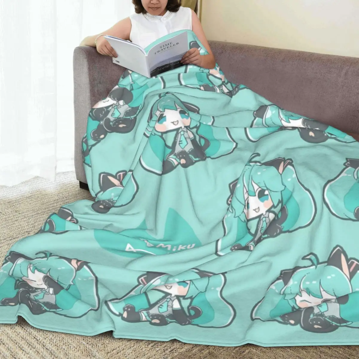 Одеяло с коллажами Хацунэ Мику дизайнерское качественное теплое мягкое