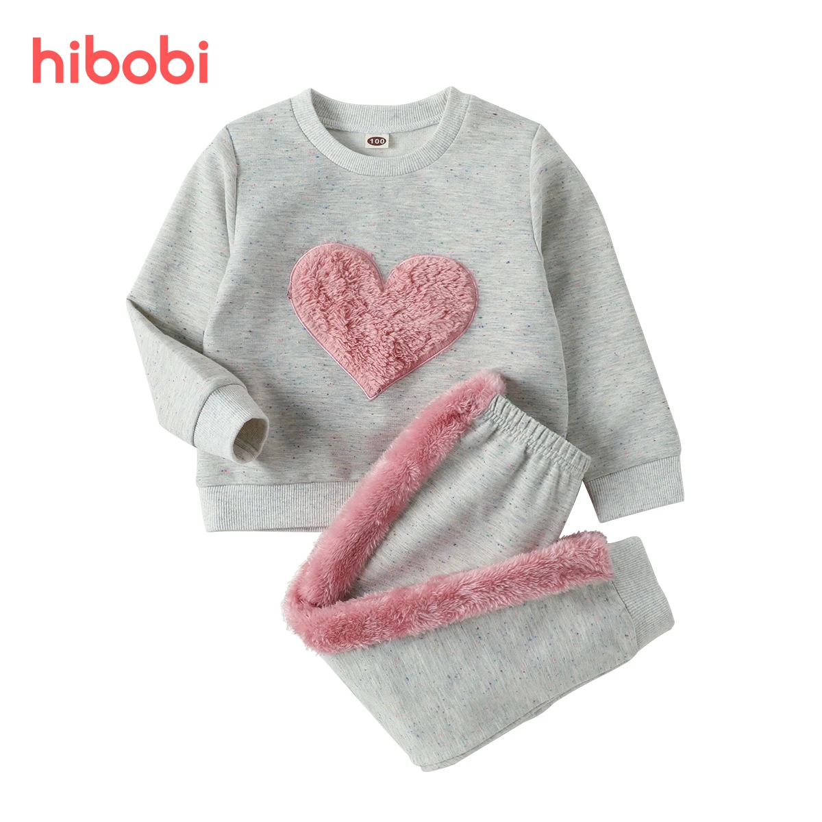 

Hibobi, детская одежда, повседневный костюм для маленьких девочек, свитшот с длинным рукавом и штаны в форме сердца, комплект из 2 предметов, ком...