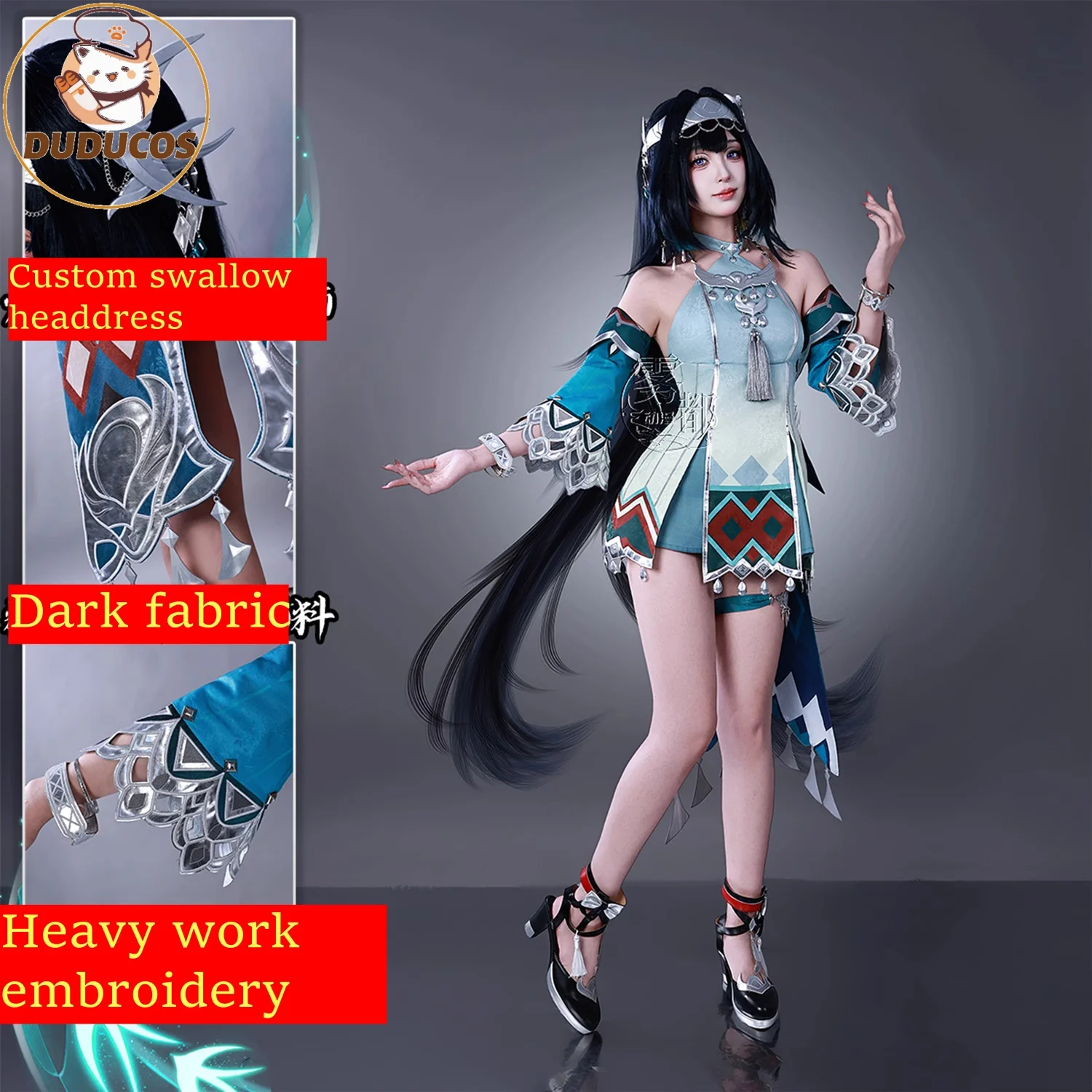 DUDU SR Lan Yan Косплей Костюм Lanyan Лань Янь Genshin Impact Полный комплект парика Хэллоуин