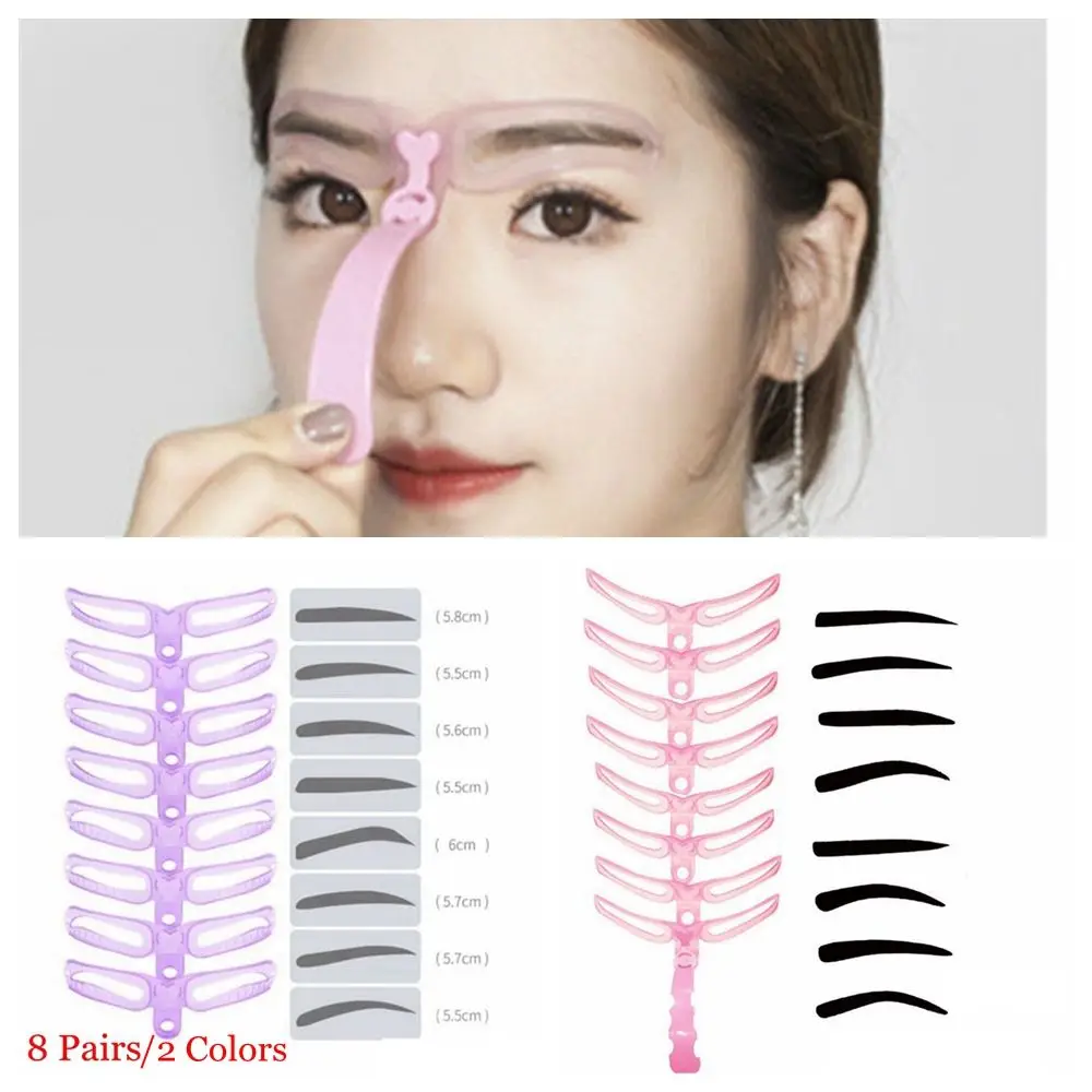 

8 Pairs Hot Sale Beauty Reusable Fashion Shaping Template Brow Grooming Card Eyebrow Stencils Kit Eyebrow Definition