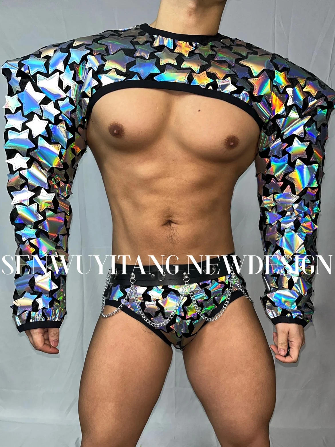 Сексуальный зеркальный фиолетовый синий топ с пайетками + шорты для ночного