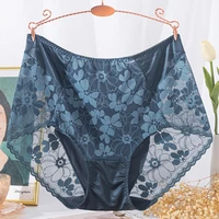 large size sexy lace hollow out transparent panties female comfortable breathable women big underwear seamless tummy lingerie